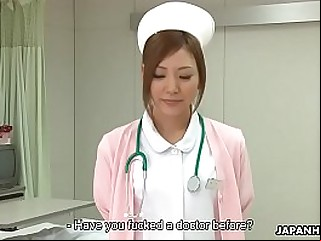 Stunning Japanese nurse gets creampied after being hither pussy pounded